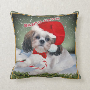 Coussins de Noël de pattes de Shih Tzu Père Noël