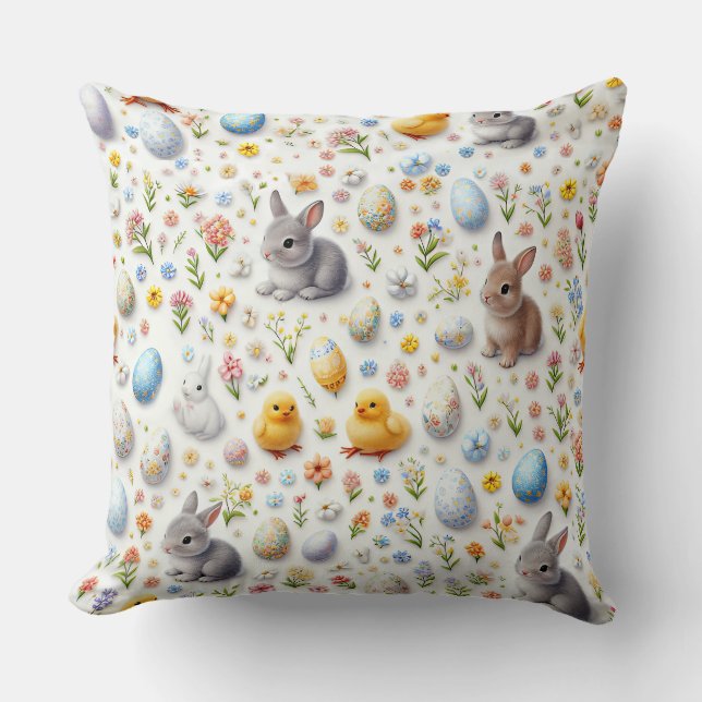 Coussins de Pâques – Lapins, Œufs, Poussins (Recto)