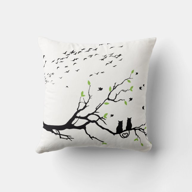 Coussins de silhouettes de chats romantiques sur u (Verso)