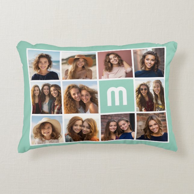 Coussins Décoratifs 11 Photo Grid nom de boîte industrielle - aqua (Devant)