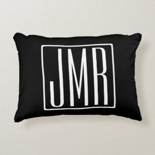 Coussins Décoratifs 3 Initiales Monogramme Noir & Blanc (ou couleur