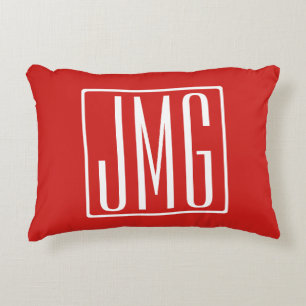 Coussins Décoratifs 3 Initiales Monogramme Rouge & Blanc (ou couleur