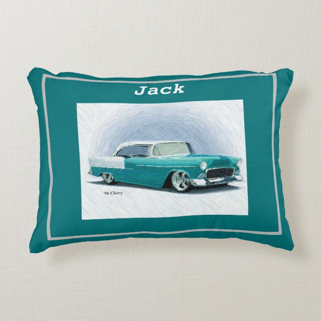 Coussins Décoratifs '56 Turquoise Chevy Personnalisé (Devant)