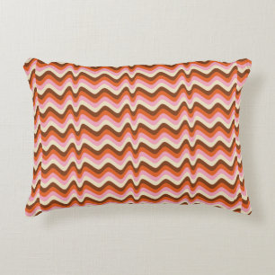 Coussins Décoratifs 70s retro brown and pink wave pattern