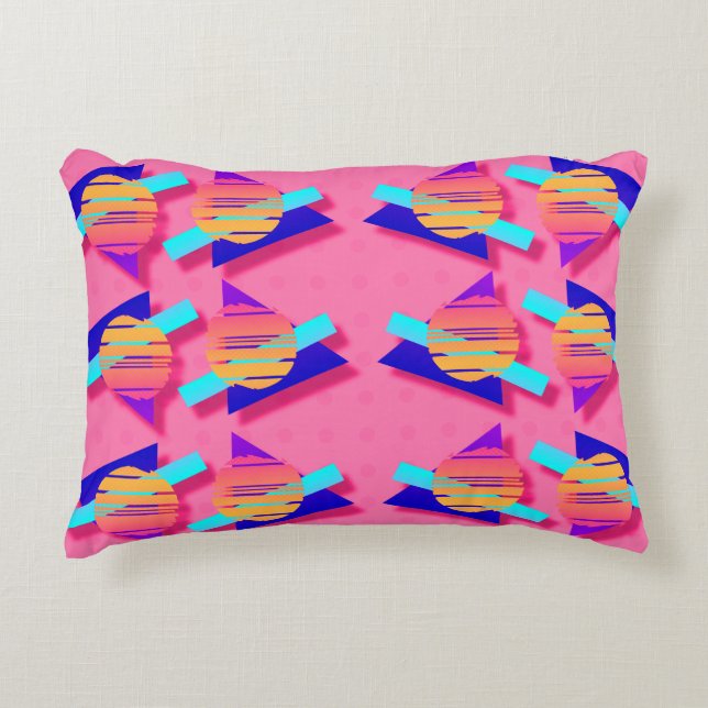 Coussins Décoratifs 80 Memphis Neon Triangle Motifs (Devant)
