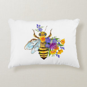 Coussins Décoratifs Abeille à fleurs avec plantes sauvages