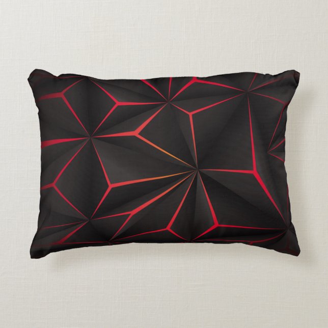 Coussins Décoratifs Abstract black polygon red light futuristic techno (Devant)