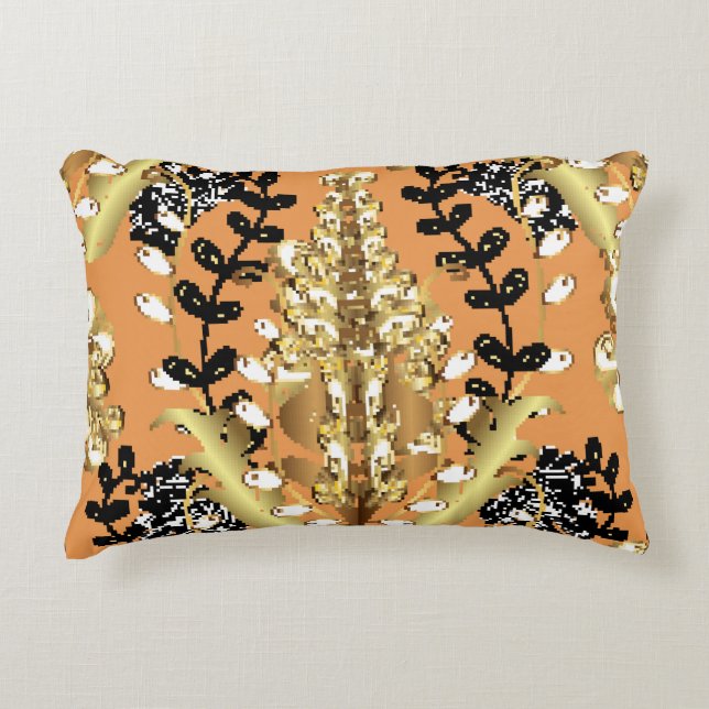 Coussins Décoratifs abstract pattern on orange yellow background with  (Devant)