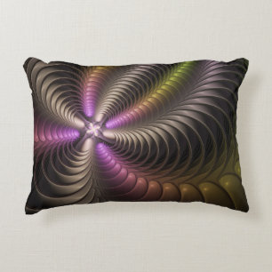 Coussins Décoratifs Abstrait brillant Trippy coloré 3D Fractal Art