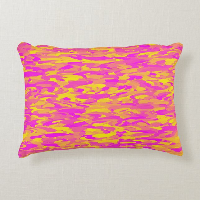 Coussins Décoratifs Abstrait Motif rose jaune orange (Devant)