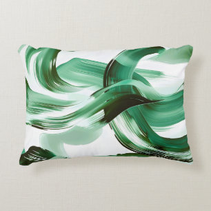 Coussins Décoratifs Abstrait Traits de Pinceau Vert Minimal Moderne