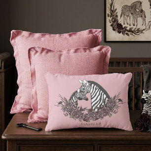 Coussins Décoratifs Accent dessiné à la main Zèbre Rose Poussiéreux