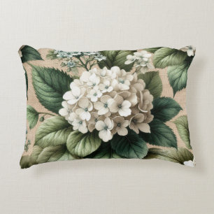 Coussins Décoratifs Accent Floral Hydrangea Blanc Vintage