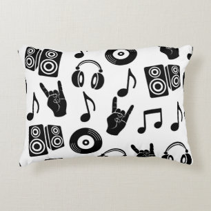 Coussins Décoratifs Accessoires musicaux : Motif Vintage monochrome.