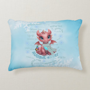 Coussins Décoratifs Adorable Dragon Rose d'Hiver – Flocon de Neige Mag