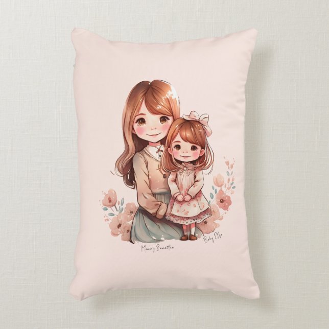 Coussins Décoratifs Adorable maman et fille Bond (Devant(Vertical))