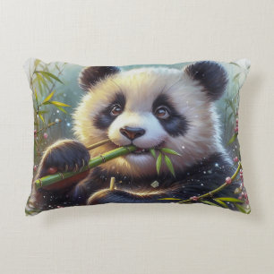 Coussins Décoratifs Adorable Ours De Panda Mangeant Bambou