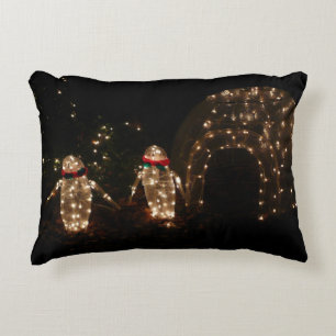 Coussins Décoratifs Affichage de lumières de vacances des pingouins