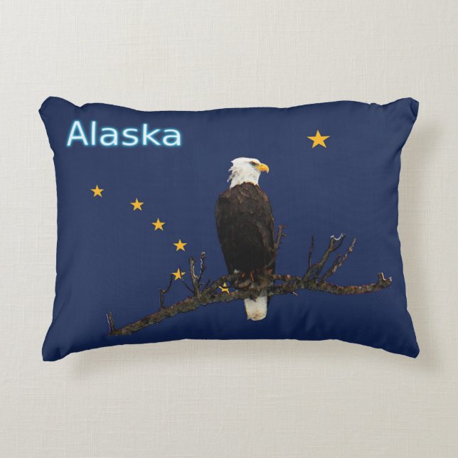 Coussins Décoratifs Aigle Et Drapeau De L'Alaska (Devant)
