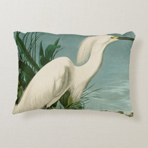 Coussins Décoratifs Aigrette neigeuse d'Audubon oiseau Héron blanc orn