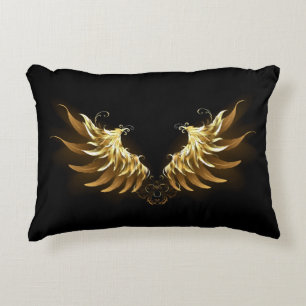 Coussins Décoratifs Ailes d'ange dorées sur fond noir