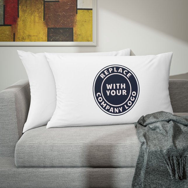 Coussins Décoratifs Ajouter Business Logo Société Shoroom Correspondan (Modern Circle Business Logo Accent Pillow)