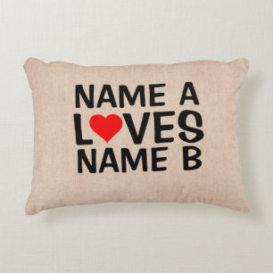 Coussins Décoratifs Ajouter vos noms - Nom Aime Nom du coeur