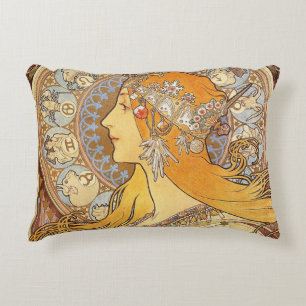 Coussins Décoratifs Alfonse Mucha Zodiaque Art Nouveau Femme