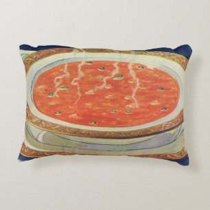 Coussins Décoratifs Aliments Anciens, Bol Chaud de Soupe de Tomate aux
