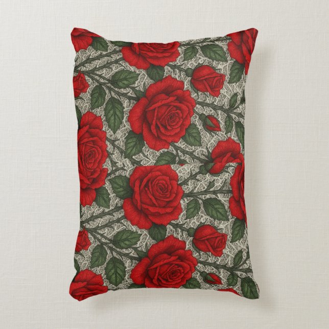 Coussins Décoratifs Almofada  Rosas Vermelhas sobre Renda Branca artes (Devant(Vertical))