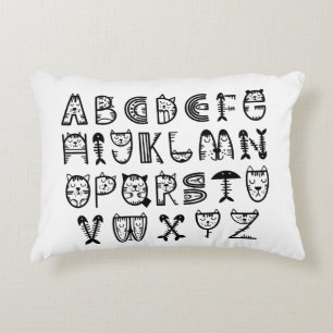 Coussins Décoratifs Alphabets d'impression de dessin de chat