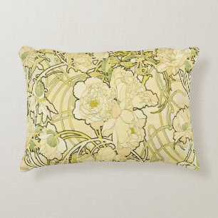 Coussins Décoratifs Alphonse Mucha Pivoines Motif Floral Art Nouveau