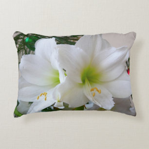 Coussins Décoratifs Amaryllis blanche et sapin de Noël