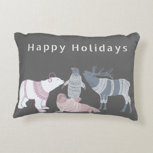 Coussins Décoratifs Amis arctiques en pull pour les Fêtes