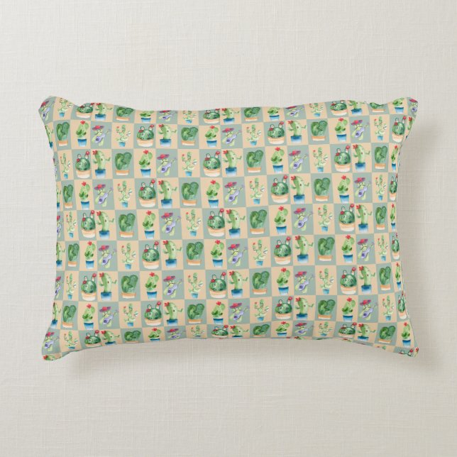Coussins Décoratifs amour cactus - aquarelle (Devant)