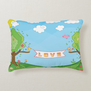 Coussins Décoratifs Amour Mignon Douceur Arbres Fleurs Oiseaux Nom de