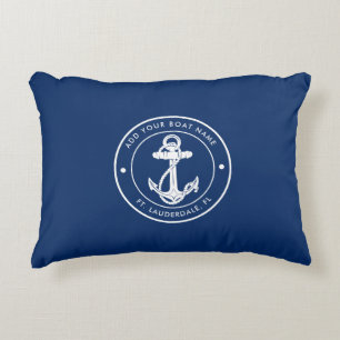Coussins Décoratifs Ancre de bateau nautique et nom personnalisé