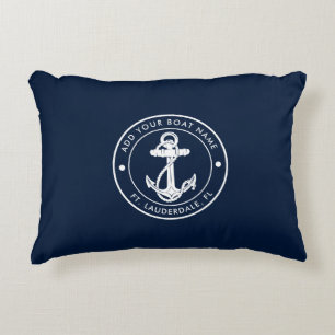 Coussins Décoratifs Ancre de bateau personnalisée bleu marine