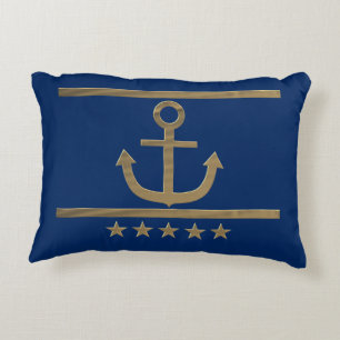 Coussins Décoratifs ancre or sur arrière - plan bleu marine