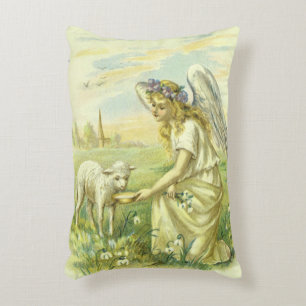 Coussins Décoratifs Ange de Pâques religieux vintage victorien avec ag