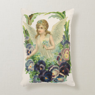 Coussins Décoratifs Ange de Pâques victorien avec fleurs de pensée vio