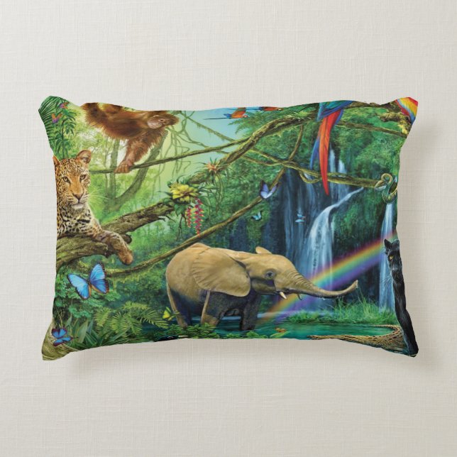 Coussins Décoratifs Animals living together throw pillow (Devant)