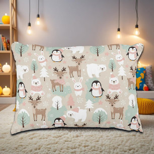 Coussins Décoratifs Animaux de forêt fantaisistes de Woodland en hiver