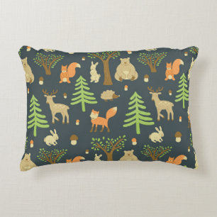 Coussins Décoratifs Animaux de forêt vintages, Motif pour enfants.