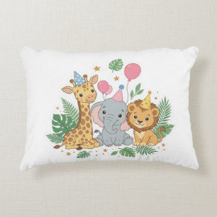 Coussins Décoratifs Animaux de safari à l'aquarelle pour l'anniversair