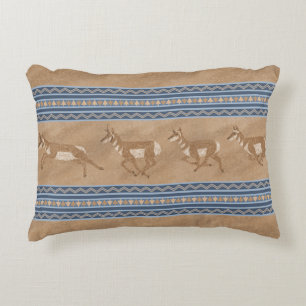 Coussins Décoratifs Antilope Pronghorn Sud-Ouest Bordure Bleue et Marr
