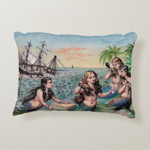 Coussins Décoratifs Antique Victoriens Sirènes Trésor Navire Vintage