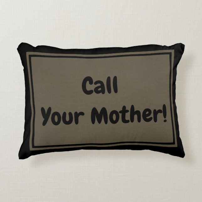 Coussins Décoratifs Appelle Ta Mère ! Vert olive et noir (Devant)