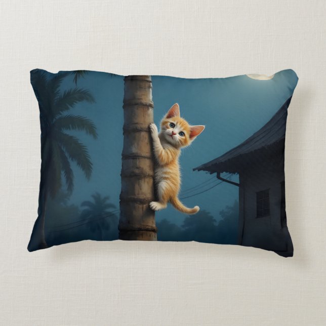 Coussins Décoratifs Apprendre à grimper – Moment mignon de chat (Dos)