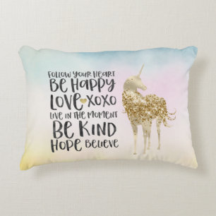 Coussins Décoratifs Aqua Yellow Rose Aquarelle Inspirational Unicorne